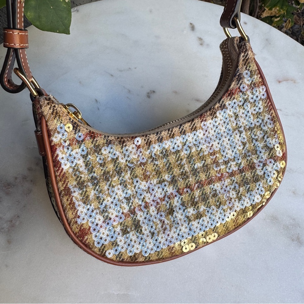 Celine Tweed & Sequin Mini Ava Crescent Shoulder Bag - Picture 4 of 16